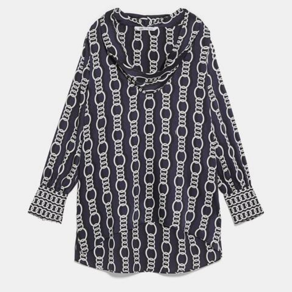 ZARA CHAIN LINK PRINT SILKY TOP